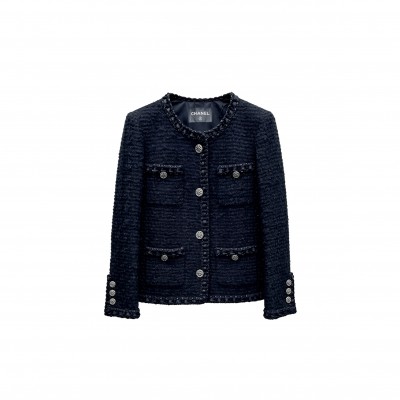 CHANEL BLACK FANTASY TWEED WOOL JACKET 